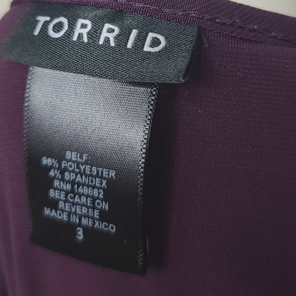 Torrid V Neck Short Sleeves Purple Tunic 3X - Picture 5 of 7
